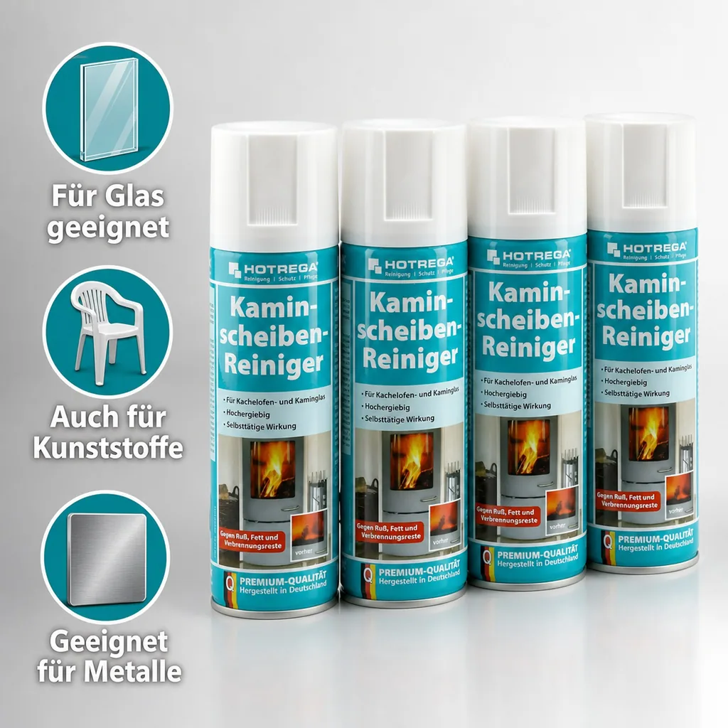 HOTREGA Kaminscheibenreiniger 4 x 300 ml Spraydose gebrauchsfertig