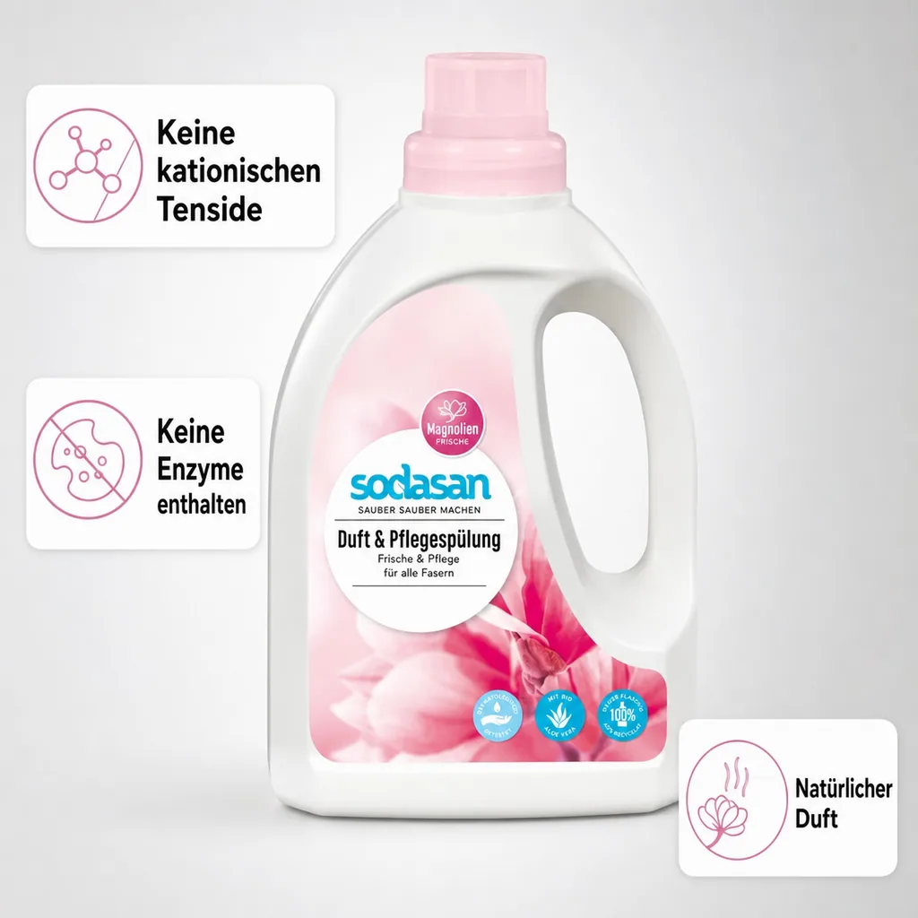 SODASAN Duft & Pflegespülung 6 x 750 ml mit Magnolien Frische