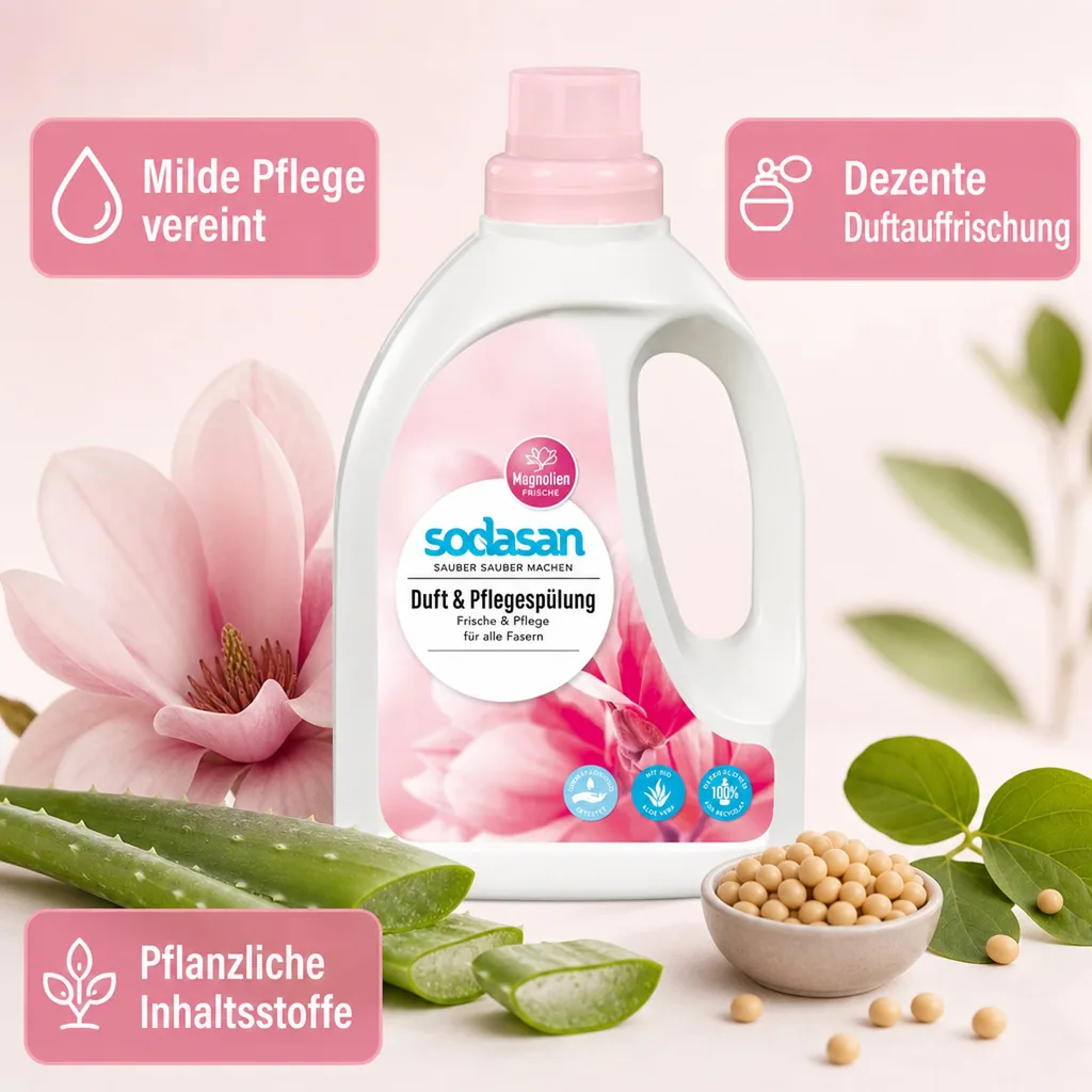 SODASAN Duft & Pflegespülung 6 x 750 ml mit Magnolien Frische
