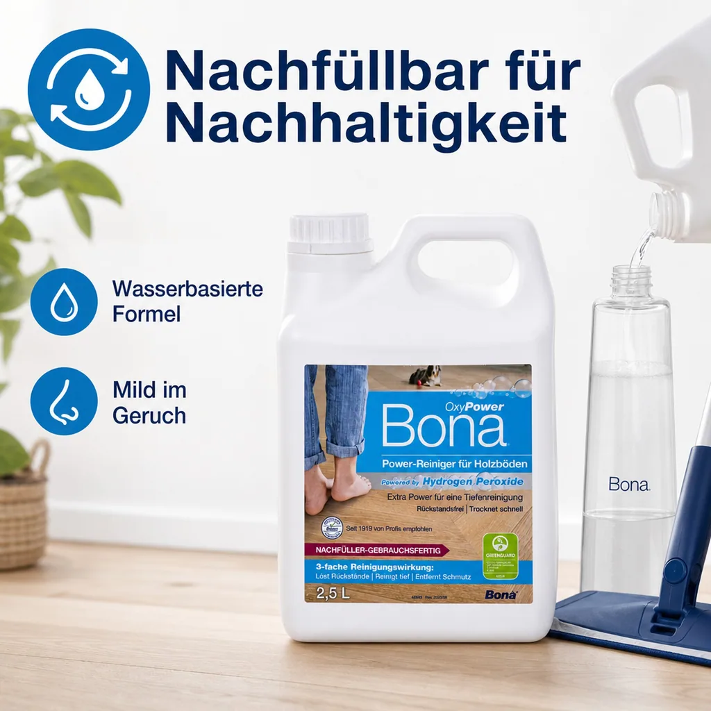 BONA Reiniger 2,5 Liter OxyPower für Holzböden NF-Kanister f. Spray Mopp
