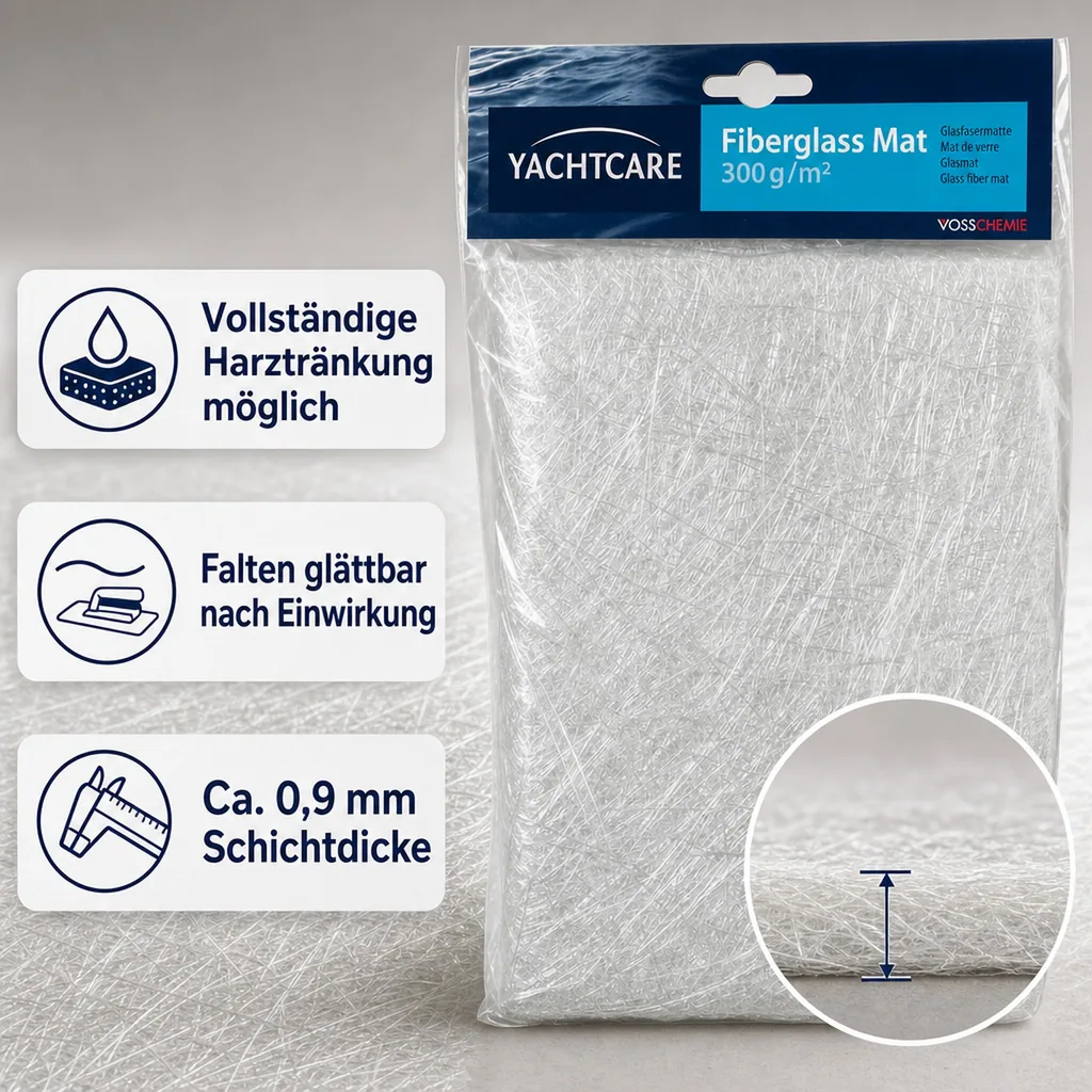 YACHTCARE Fiberglas Mat 300 g Glasmatte 5 m² Inhalt Glasfasermatte