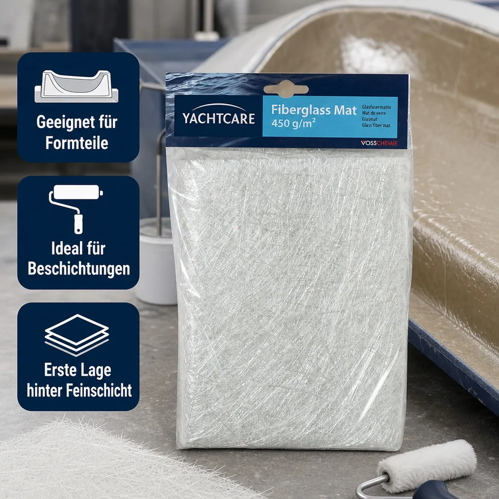 YACHTCARE Fiberglas Mat 450 g Glasmatte 1 m² Inhalt Glasfasermatte