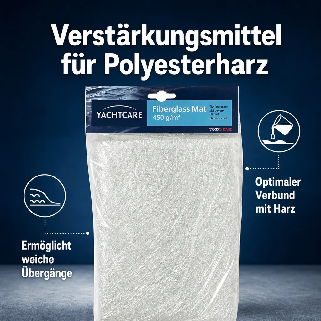 YACHTCARE Fiberglas Mat 450 g Glasmatte 5 m² Inhalt Glasfasermatte