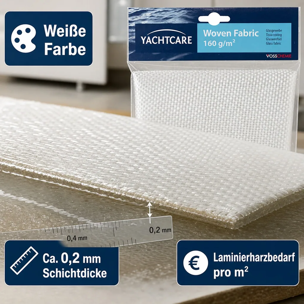 YACHTCARE Woven Fabric 160 g Glasgewebe 1,0 m² Inhalt