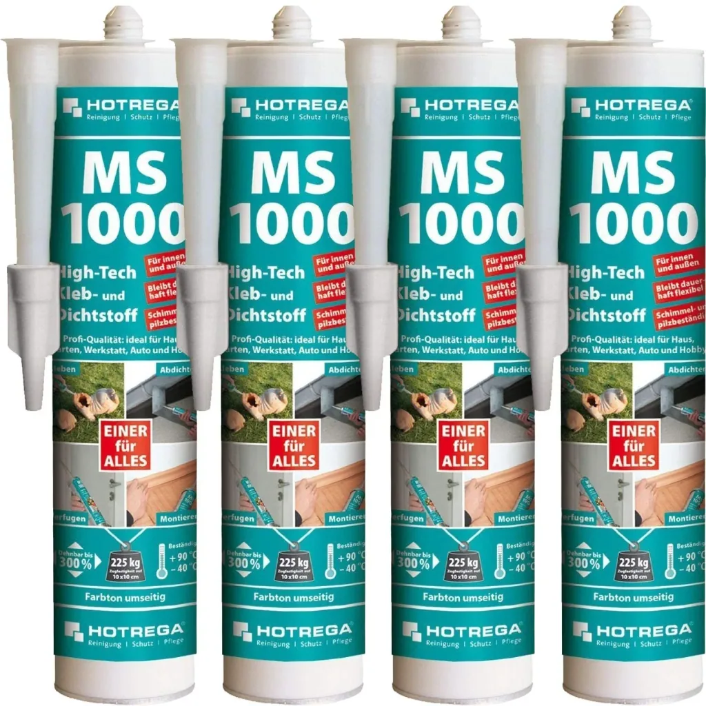 HOTREGA MS 1000 High Tech Kleb- und Dichtstoff 4 x 290 ml transparent-kristallklar
