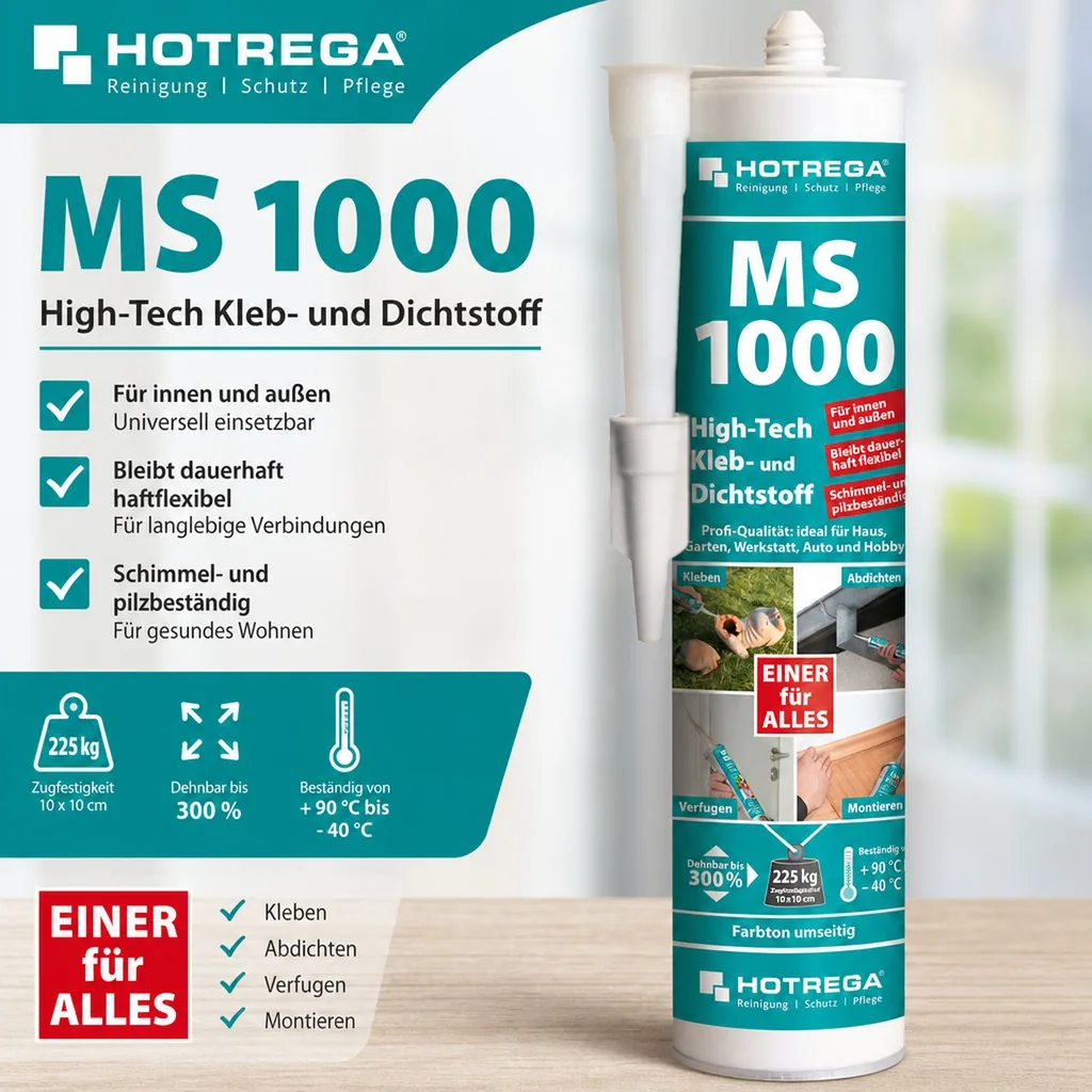 HOTREGA MS 1000 High Tech Kleb- und Dichtstoff 4 x 290 ml transparent-kristallklar