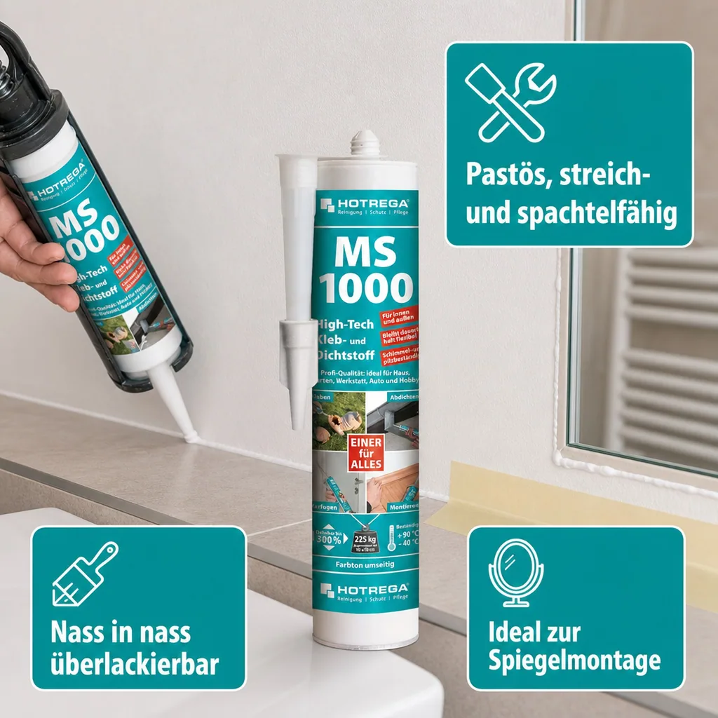 HOTREGA MS 1000 High Tech Kleb- und Dichtstoff 4 x 290 ml transparent-kristallklar
