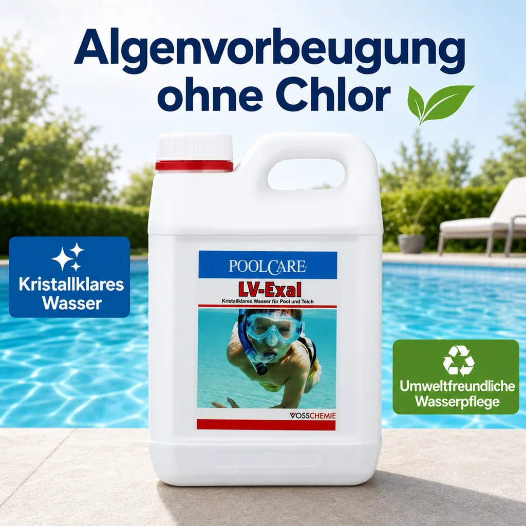 VOSSCHEMIE Poolcare LV Exal 1 Liter Wasserpflege - Algenvorbeugung ohne Chlor