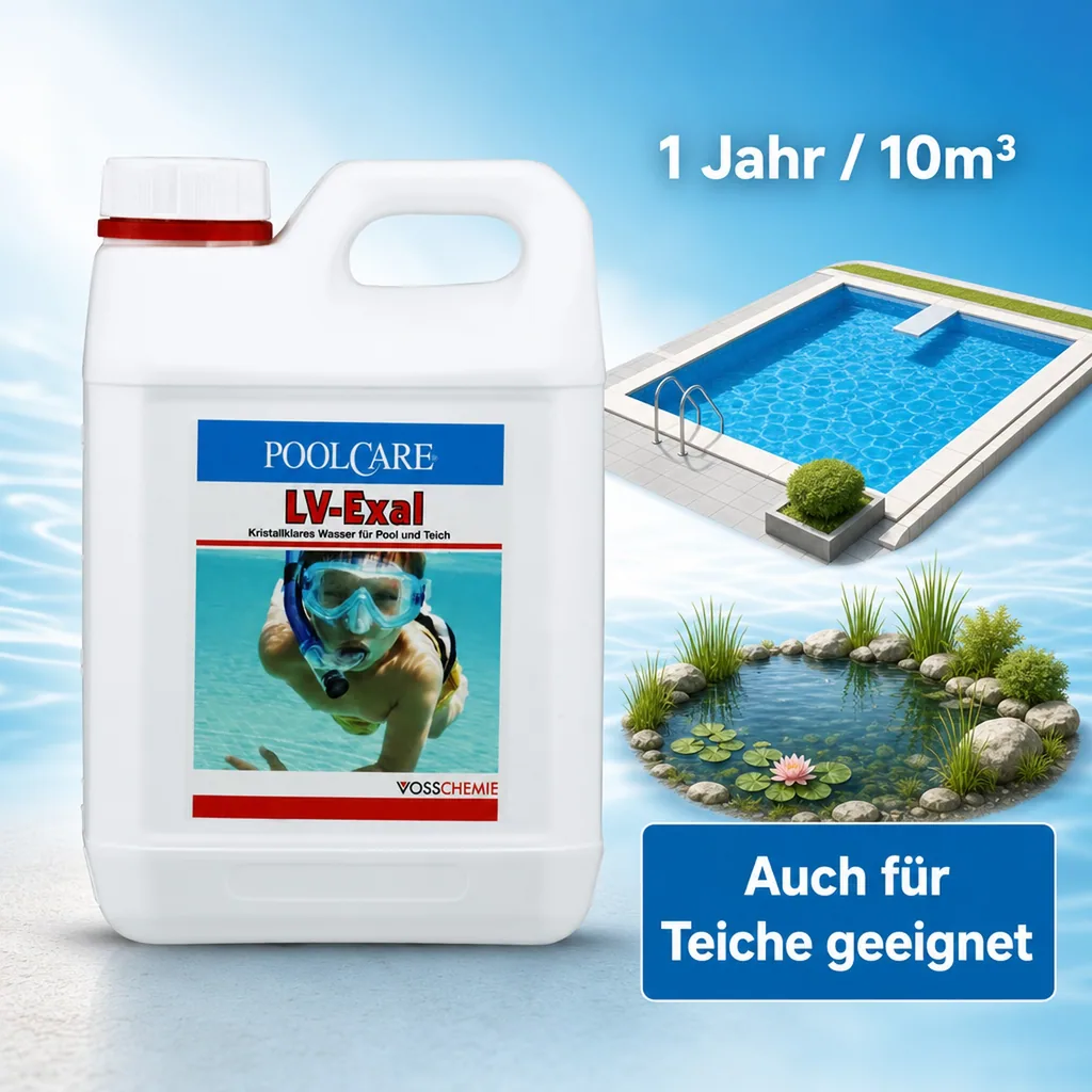 VOSSCHEMIE Poolcare LV Exal 1 Liter Wasserpflege - Algenvorbeugung ohne Chlor