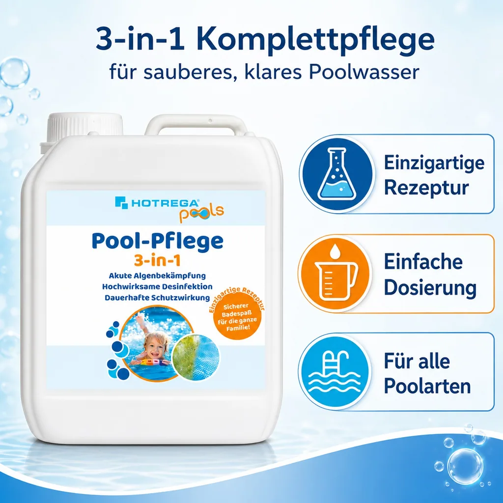 HOTREGA Pool-Pflege 3-in-1 Algenbekämpfung 2 Liter