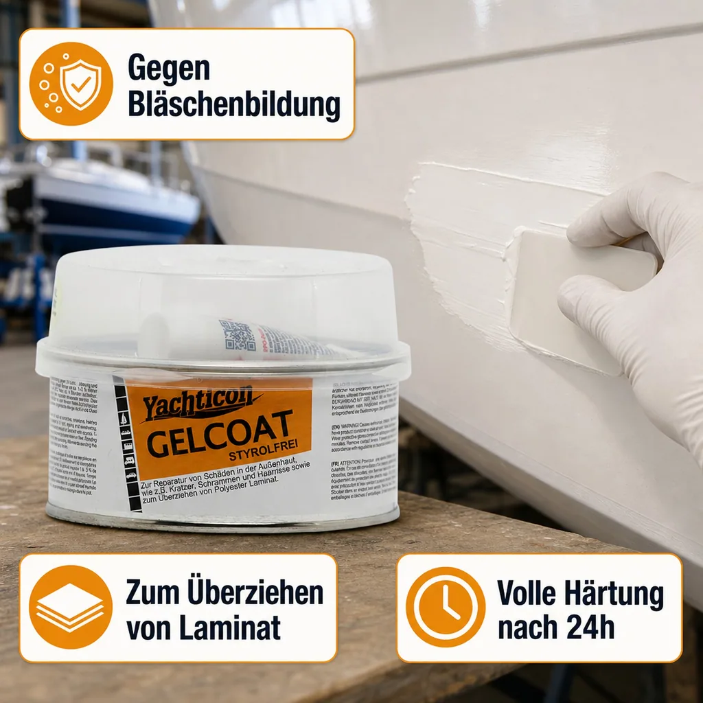 YACHTICON Gelcoat Spachtel styrolfrei 250 g RAL 9010 reinweiß