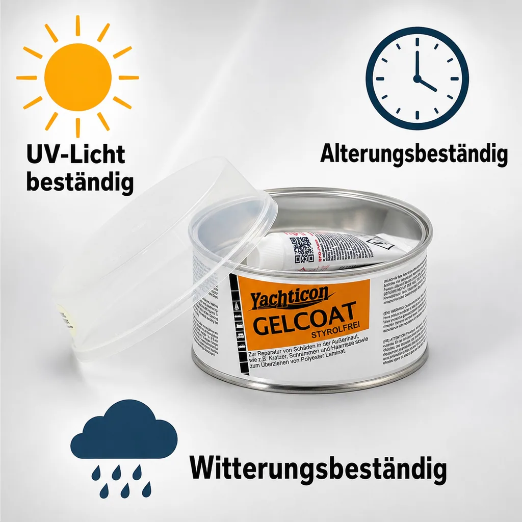 YACHTICON Gelcoat Spachtel styrolfrei 250 g RAL 9010 reinweiß