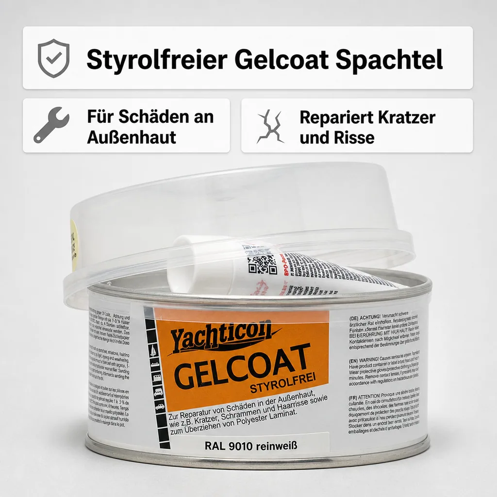 YACHTICON Gelcoat Spachtel styrolfrei 250 g RAL 9010 reinweiß