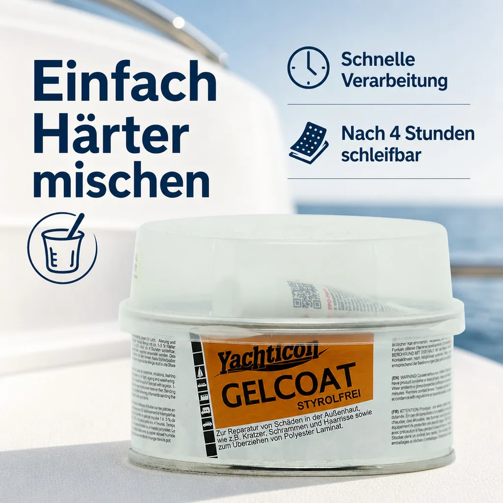 YACHTICON Gelcoat Spachtel styrolfrei 250 g RAL 9010 reinweiß