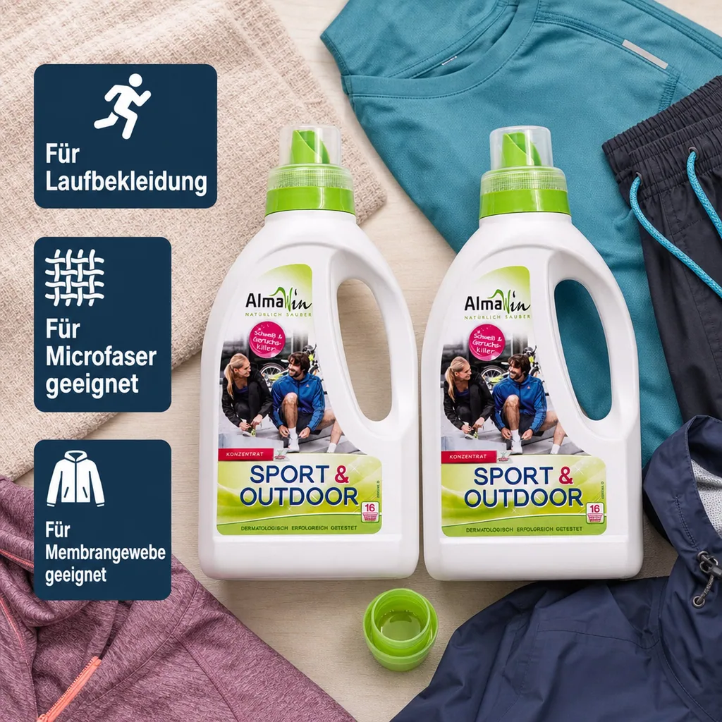 ALMAWIN Sport + Outdoor Flüssigwaschmittel 2 x 750 ml