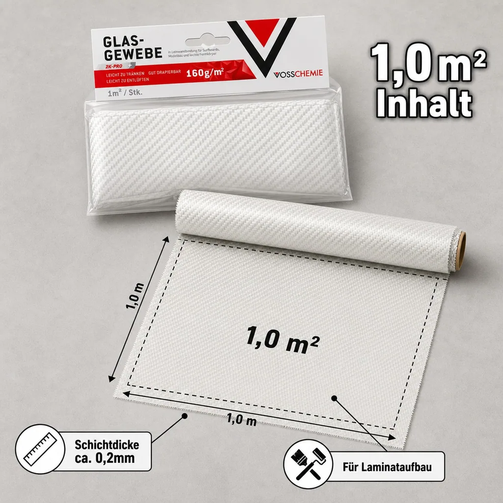 VOSSCHEMIE VC Glasgewebe 160 g/m² -1,0 m² Inhalt