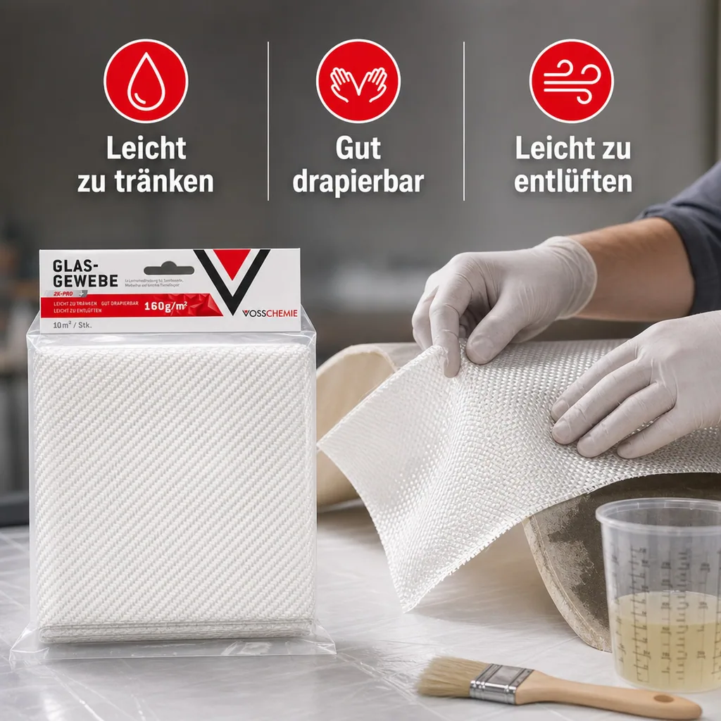 VOSSCHEMIE VC Glasgewebe 160 g/m² - 10,0 m² Inhalt