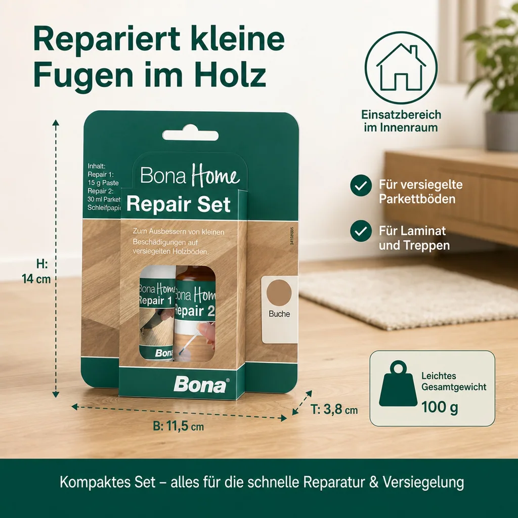 BONA Home Reparatur Set 4 teilig Buche