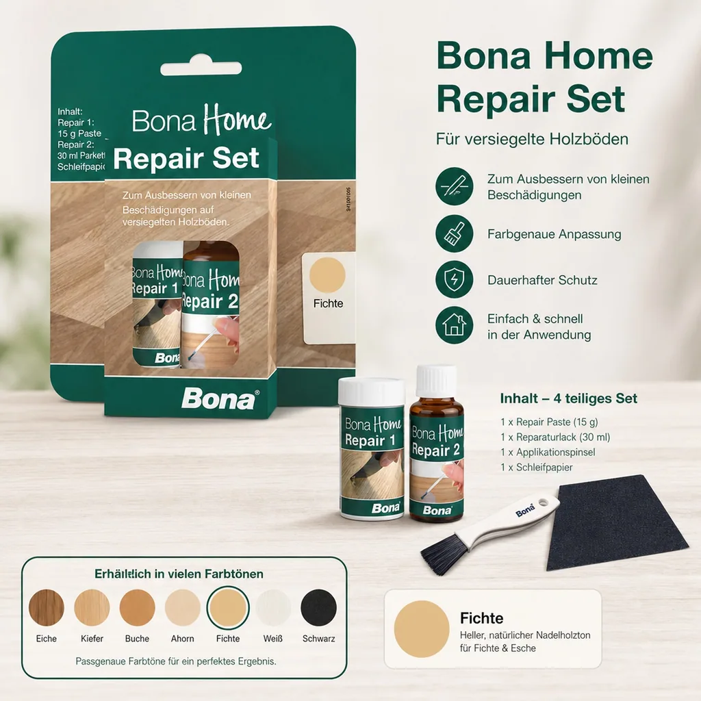 BONA Home Reparatur Set 4 teilig Fichte/Esche Ash