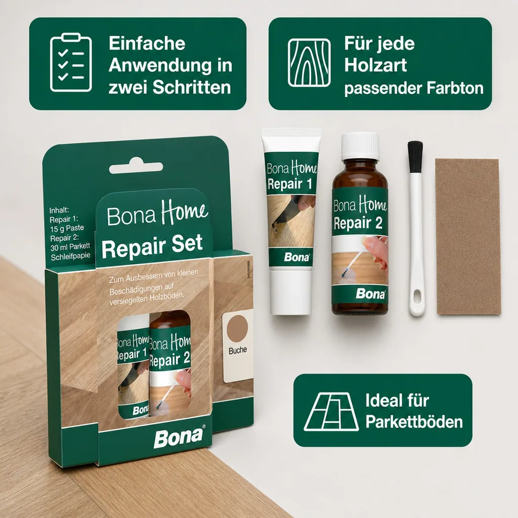 BONA Home Reparatur Set 4 teilig Nuss