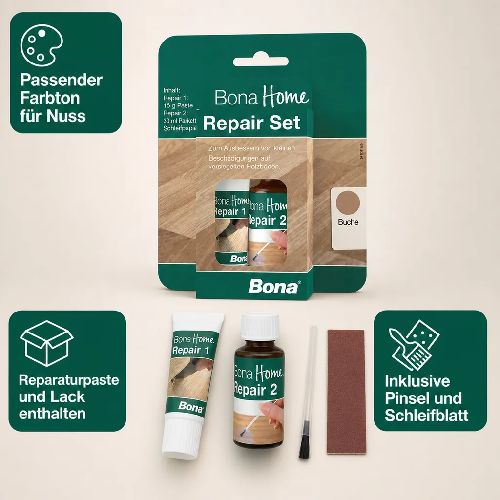 BONA Home Reparatur Set 4 teilig Nuss