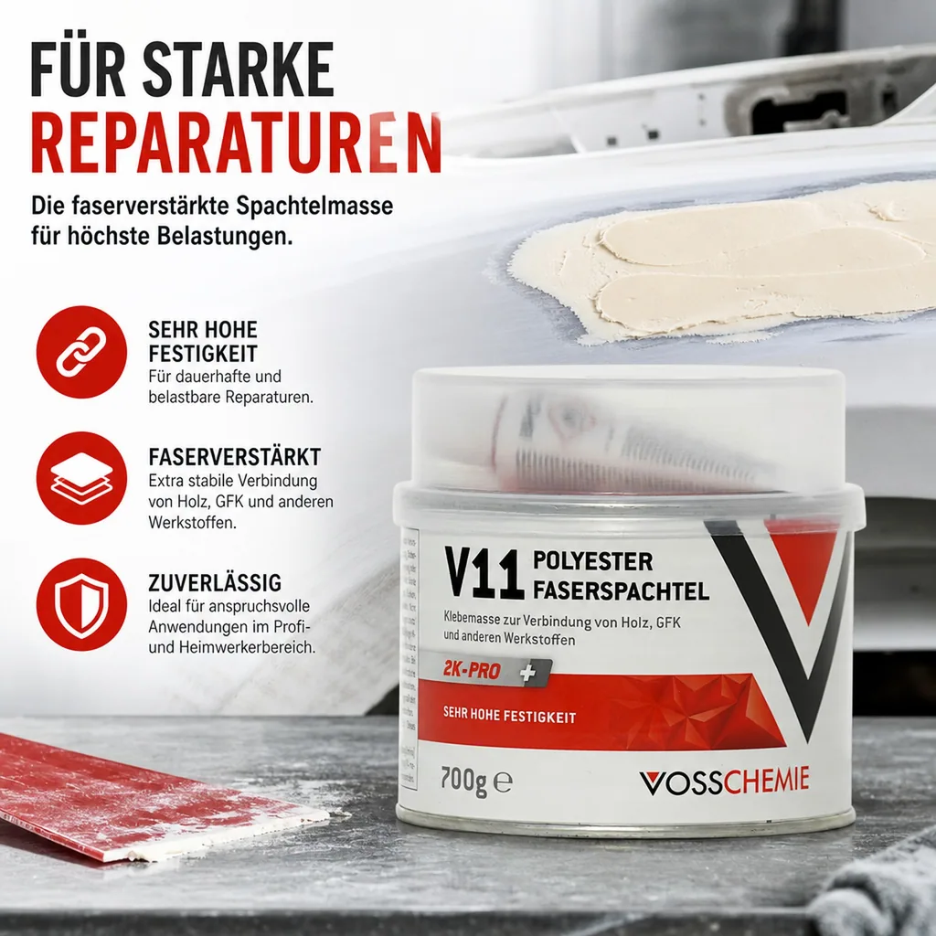 VOSSCHEMIE V11 Polyester Faserspachtel 2K Pro 700 g