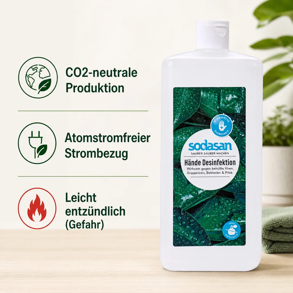 SODASAN Händedesinfektion 1 Liter Euroflasche für Eurospender
