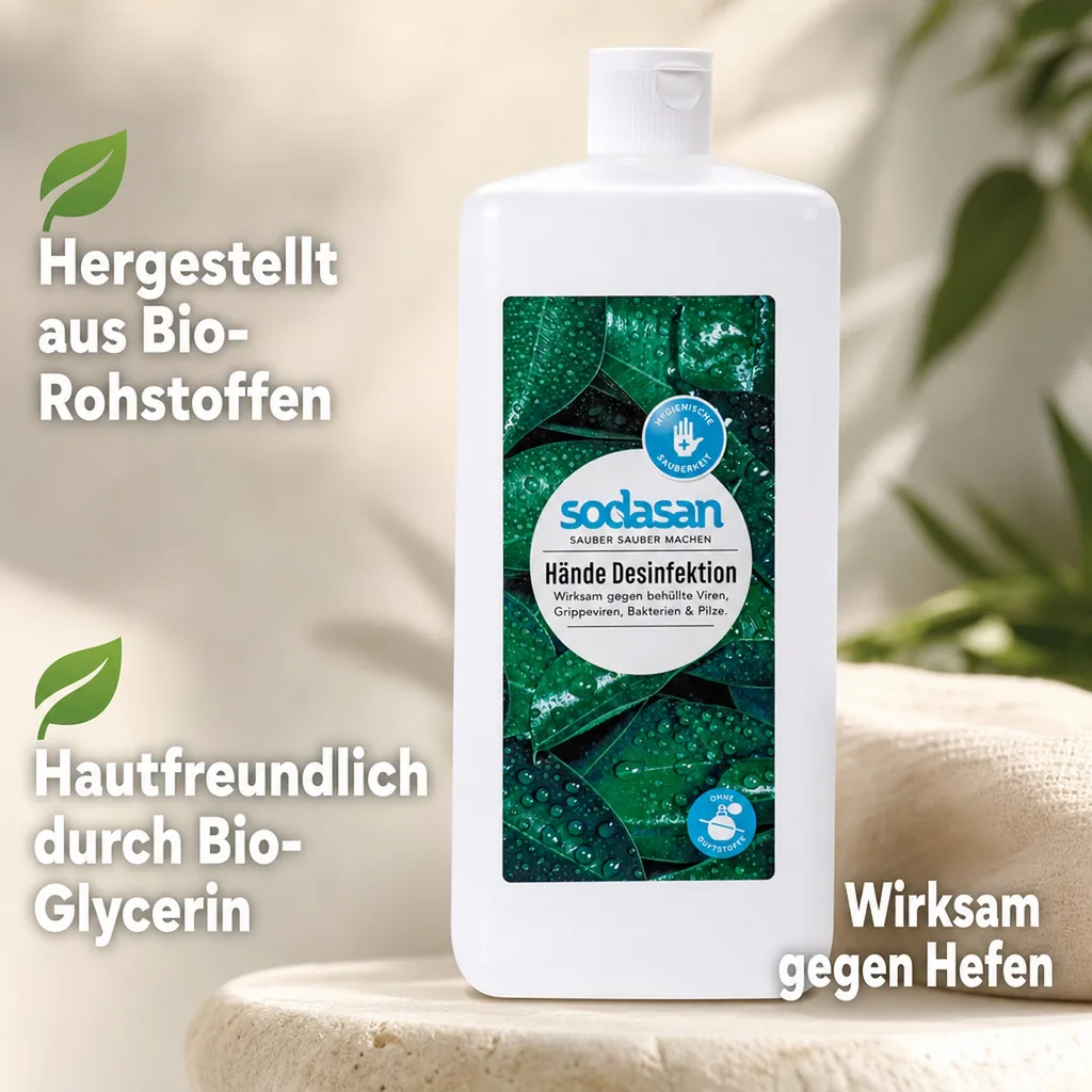 SODASAN Händedesinfektion 1 Liter Euroflasche für Eurospender