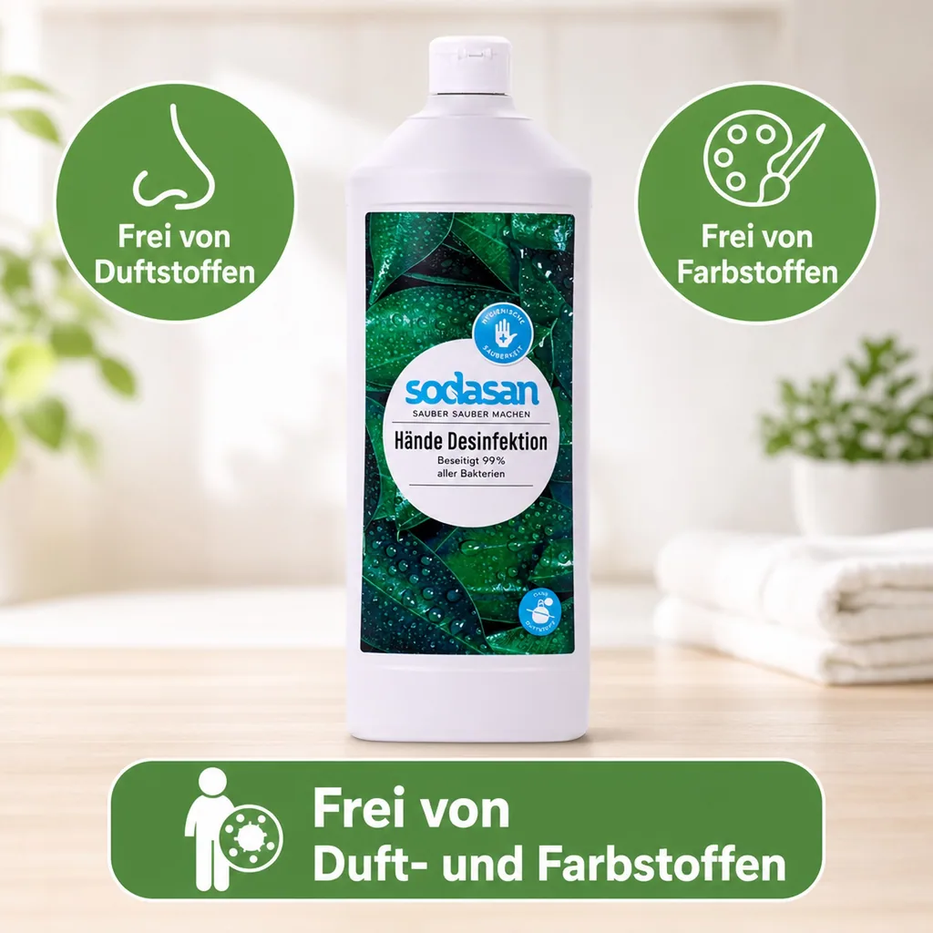 SODASAN Händedesinfektion 1 Liter Nachfüllflasche PE-Flasche