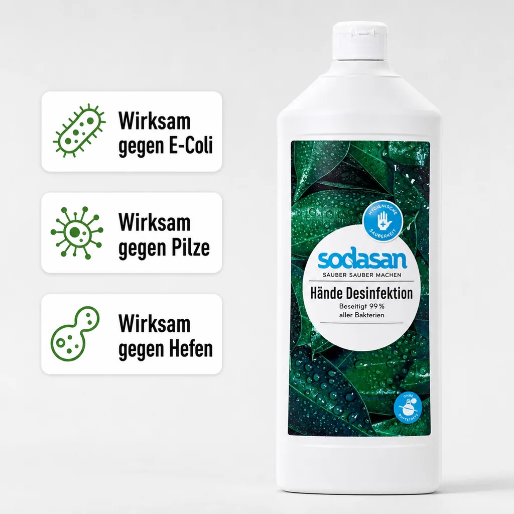 SODASAN Händedesinfektion 1 Liter Nachfüllflasche PE-Flasche