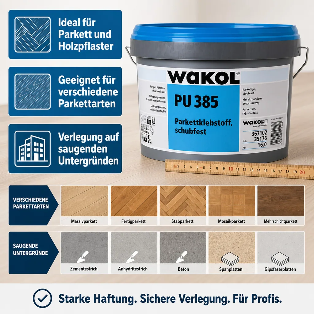 WAKOL PU 385 Parkettklebstoff schubfest 16 kg
