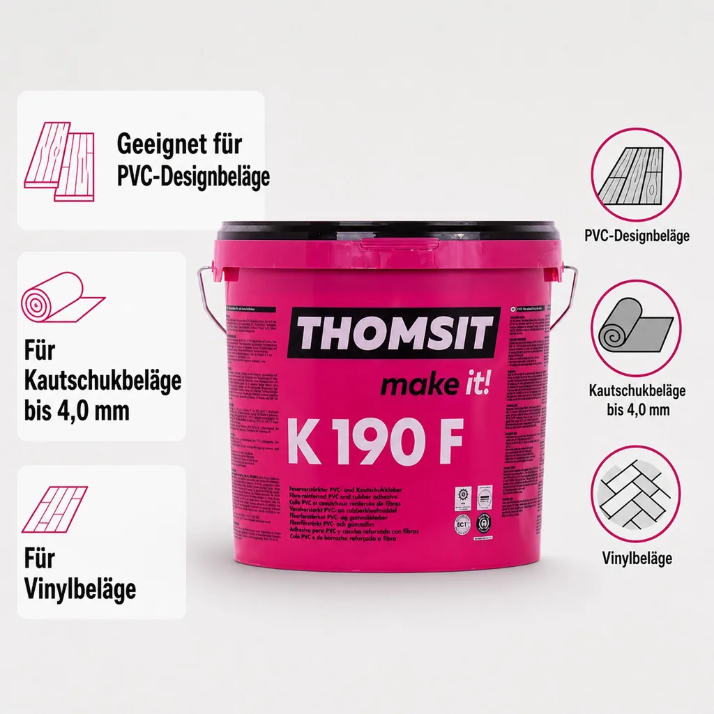 THOMSIT K 190 F Faserverstärkter Kautschuk- und PVC-Belagkleber 13 kg