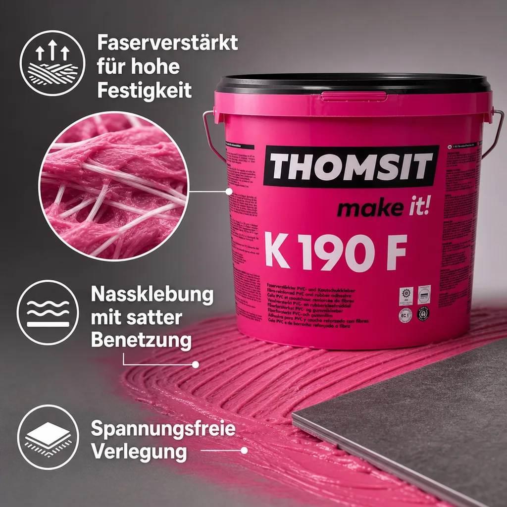 THOMSIT K 190 F Faserverstärkter Kautschuk- und PVC-Belagkleber 13 kg