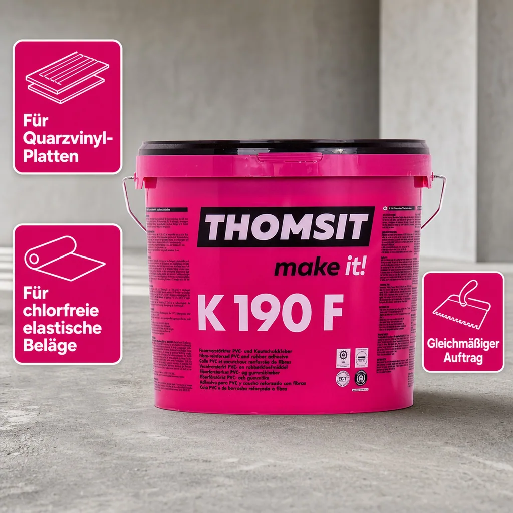 THOMSIT K 190 F Faserverstärkter Kautschuk- und PVC-Belagkleber 13 kg