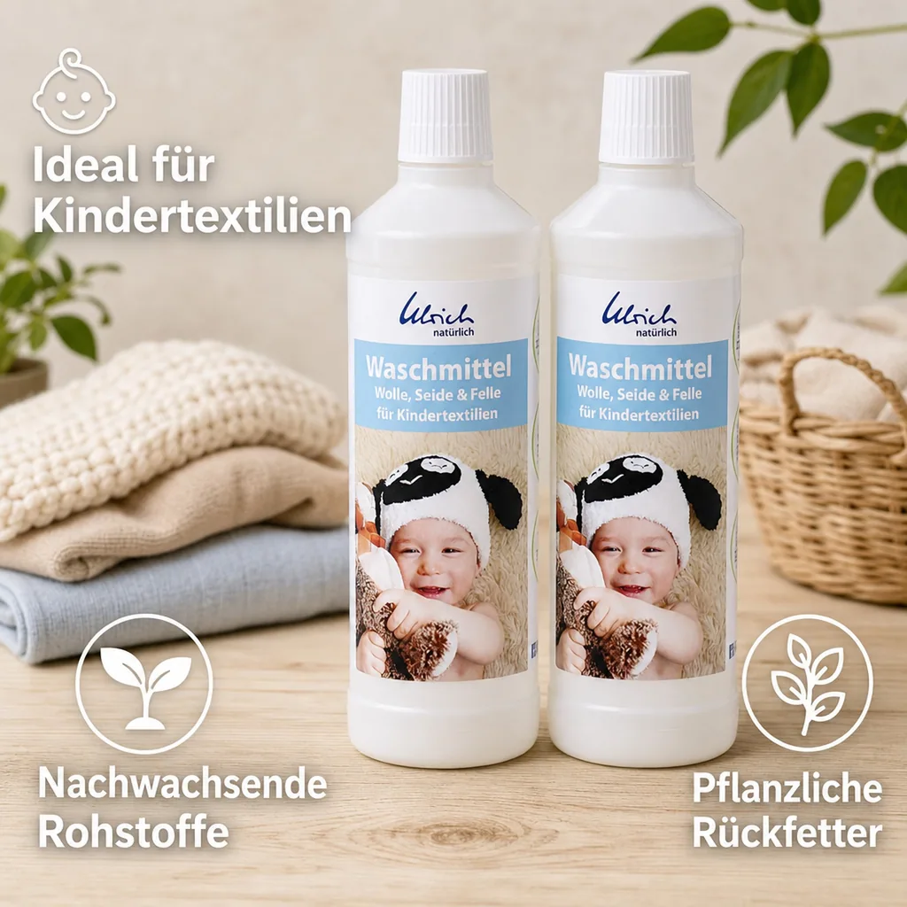 ULRICH natürlich Waschmittel für Kindertextilien 2 X 500 ml flüssig Wolle, Seide & Felle