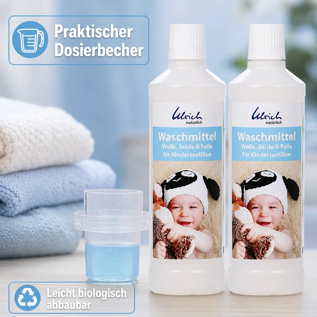 ULRICH natürlich Waschmittel für Kindertextilien 2 X 500 ml flüssig Wolle, Seide & Felle