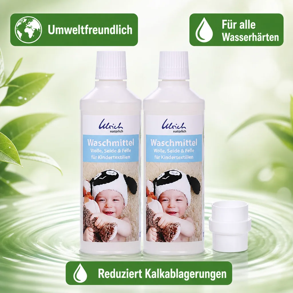 ULRICH natürlich Waschmittel für Kindertextilien 2 X 500 ml flüssig Wolle, Seide & Felle