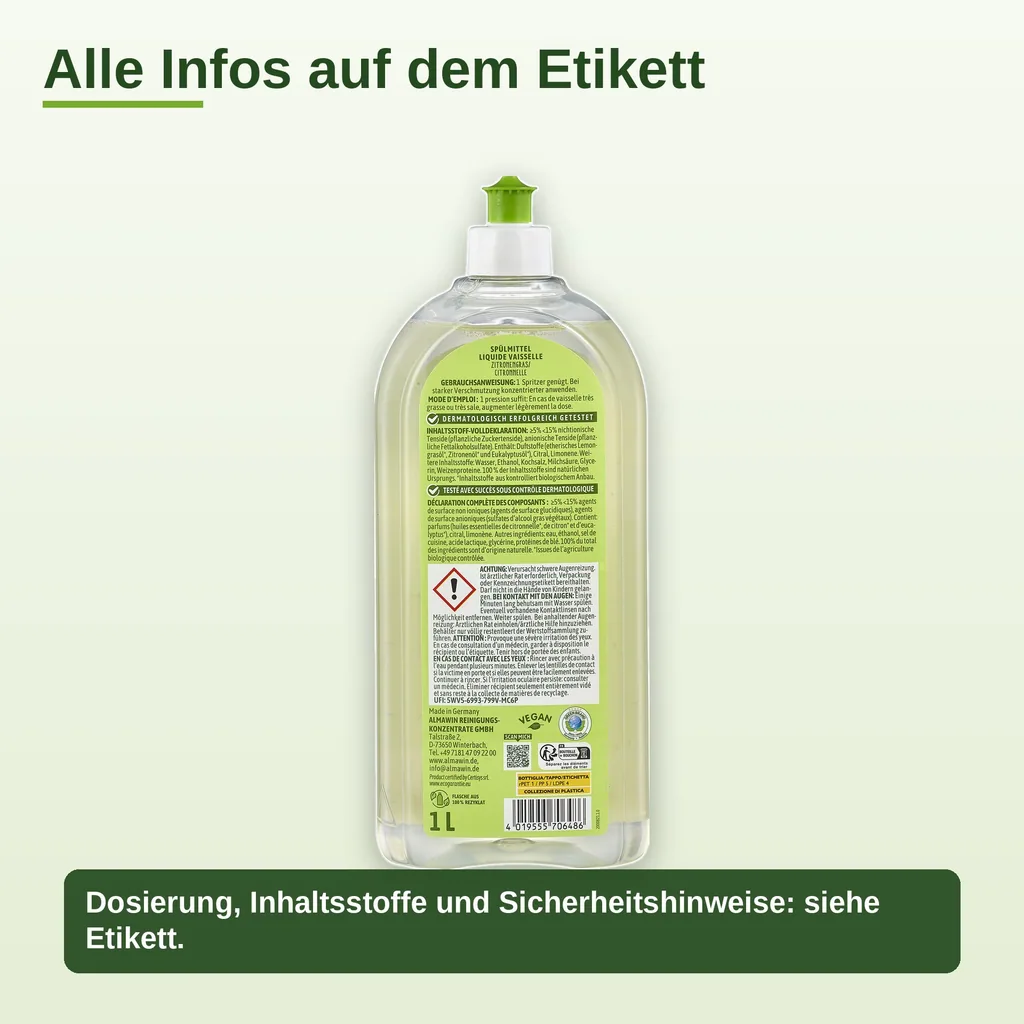 ALMAWIN Spülmittel Zitronengras 1 Liter