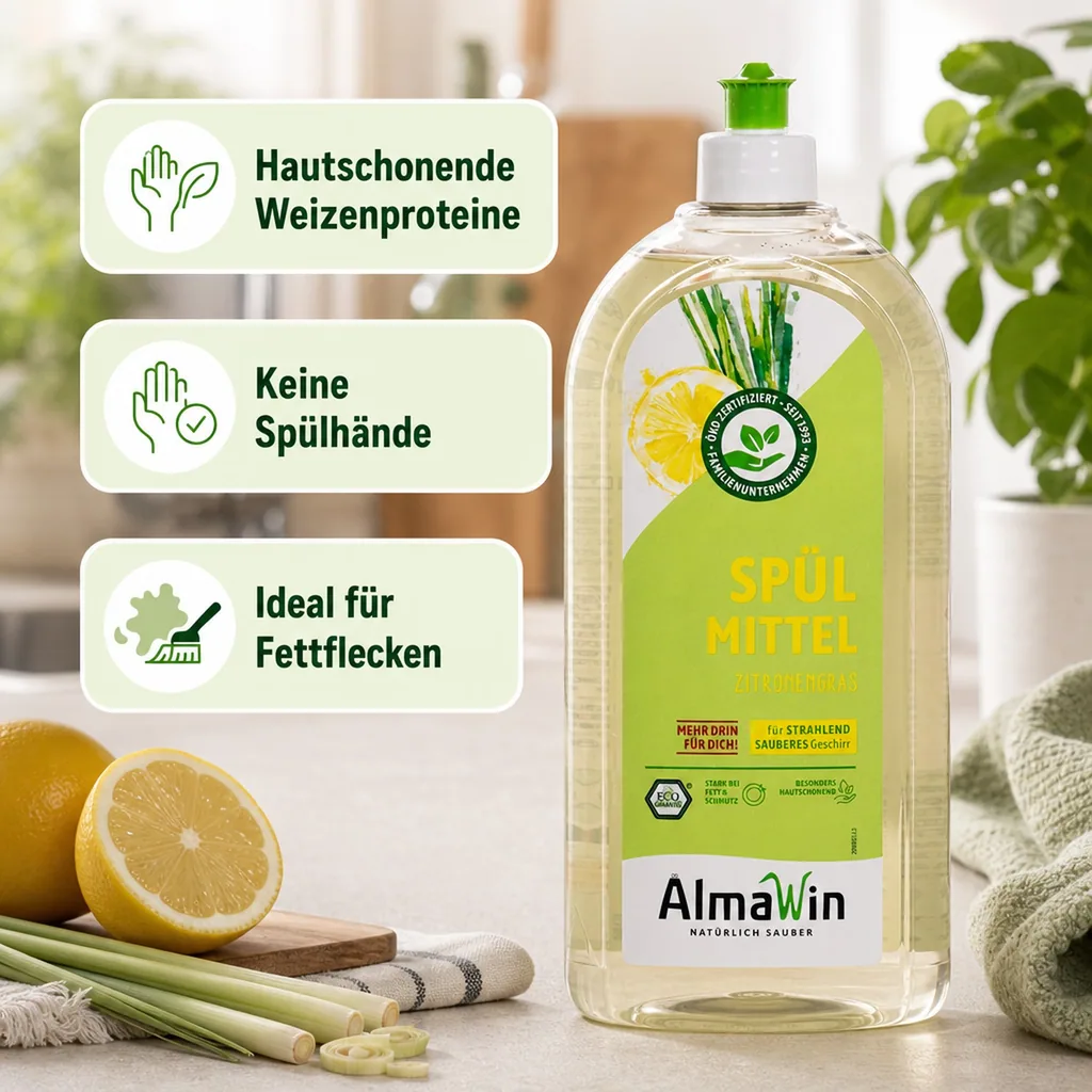 ALMAWIN Spülmittel Zitronengras 1 Liter