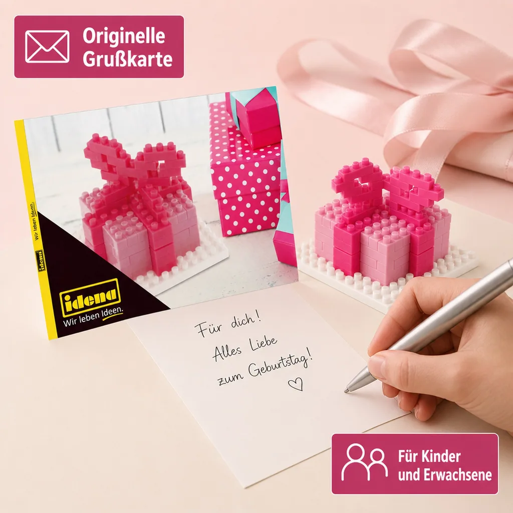 Idena, Minibausteine Postkarte - Spielwaren für Kinder und kreative Bastelprojekte, Art: Glückspilz