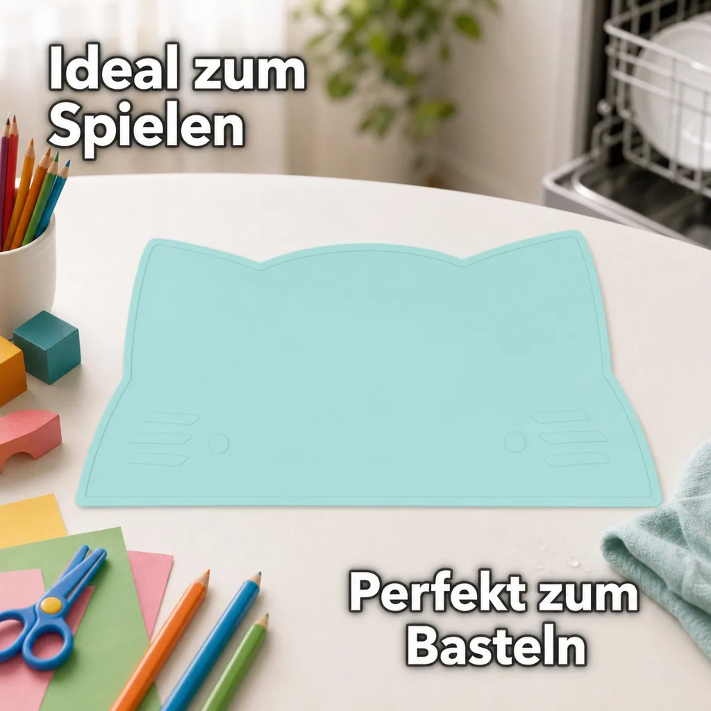 We Might Be Tiny Kinder Tischset Silikon Katze mint