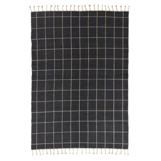 OYOY Kinderteppich Grid anthrazit/creme
