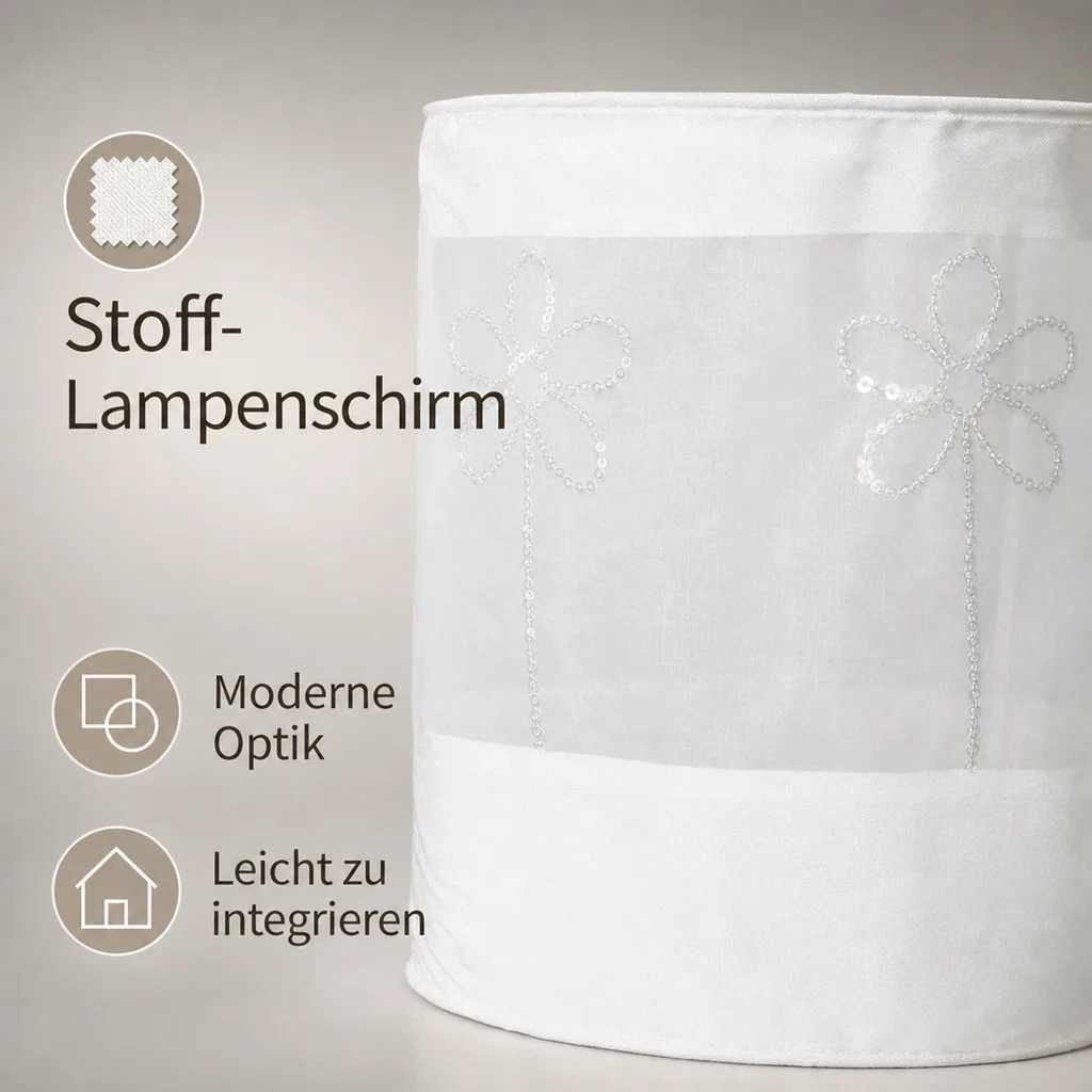 Taftan Lampenschirm geknittert Blume weiß