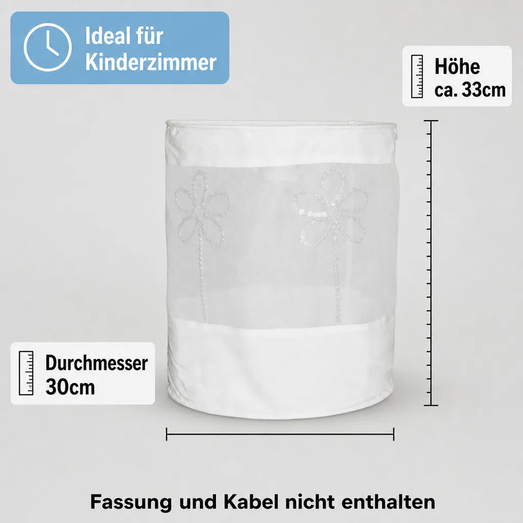 Taftan Lampenschirm geknittert Blume weiß
