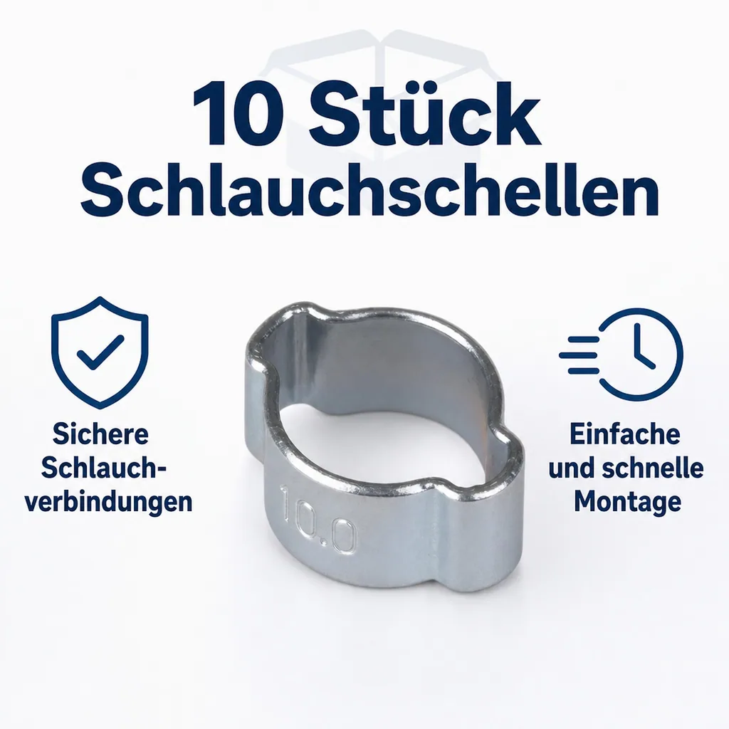 10 Stück, Schlauchschellen, 2 Ohr Schellen, 9-11mm, Klemmschellen