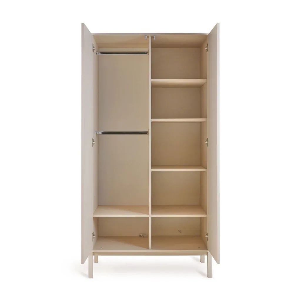 Quax Ashi Kleiderschrank | 2-türiger Babykleiderschrank mit Soft-Close & viel Stauraum, Breite: 96 cm, Höhe: 196 cm, Länge: 58 cm, Farbe: Ton