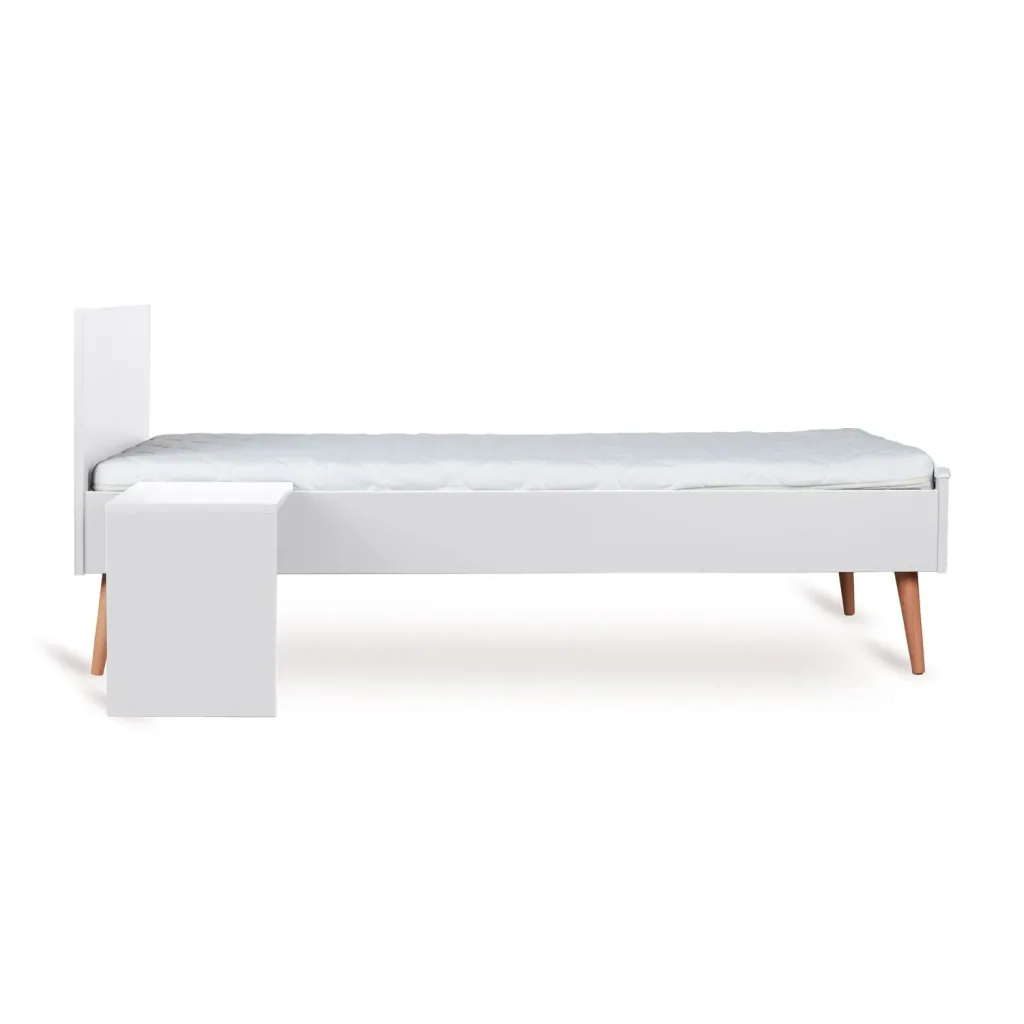 Quax Cocoon Junior Kit 170x70 cm | Umbauset für Cocoon Babybett zum Juniorbett | Mit Nachttisch & Bettgitter-Option, Farbe: Eisweiss