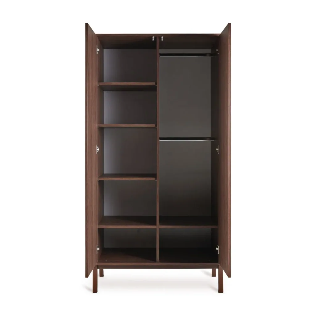 Quax Ashi Kleiderschrank | 2-türiger Babykleiderschrank mit Soft-Close & viel Stauraum, Breite: 96 cm, Höhe: 196 cm, Länge: 58 cm, Farbe: Kastanie