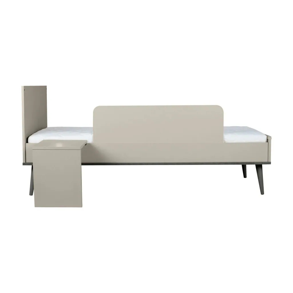 Quax Flow Junior Kit 170x70 cm | Umbauset für Flow Babybett zum Juniorbett | Mit Nachttisch & Bettgitter-Option, Farbe: Stein