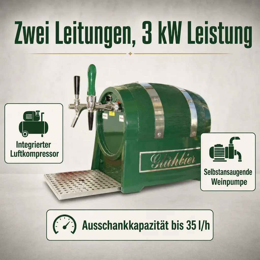 Glühweinzapfanlage, Getränke durchlauferhitzer Kombigerät - 2-leitig 3 kW